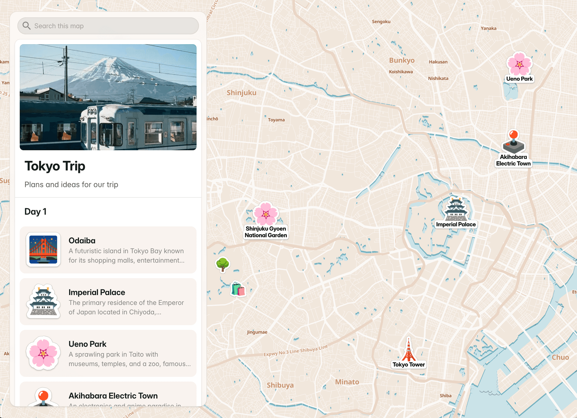 Map with people and events on it