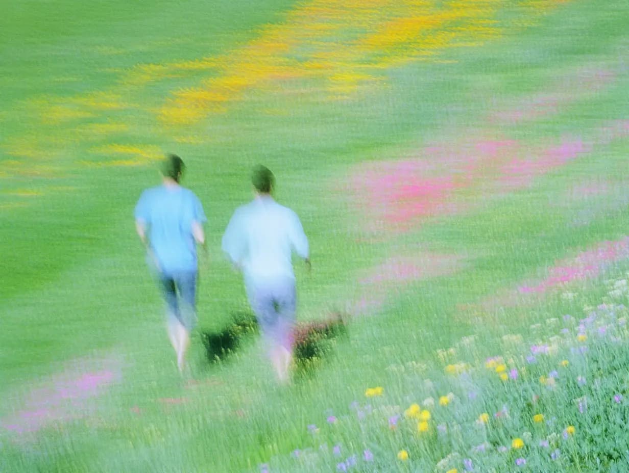 Image of two people in a garden