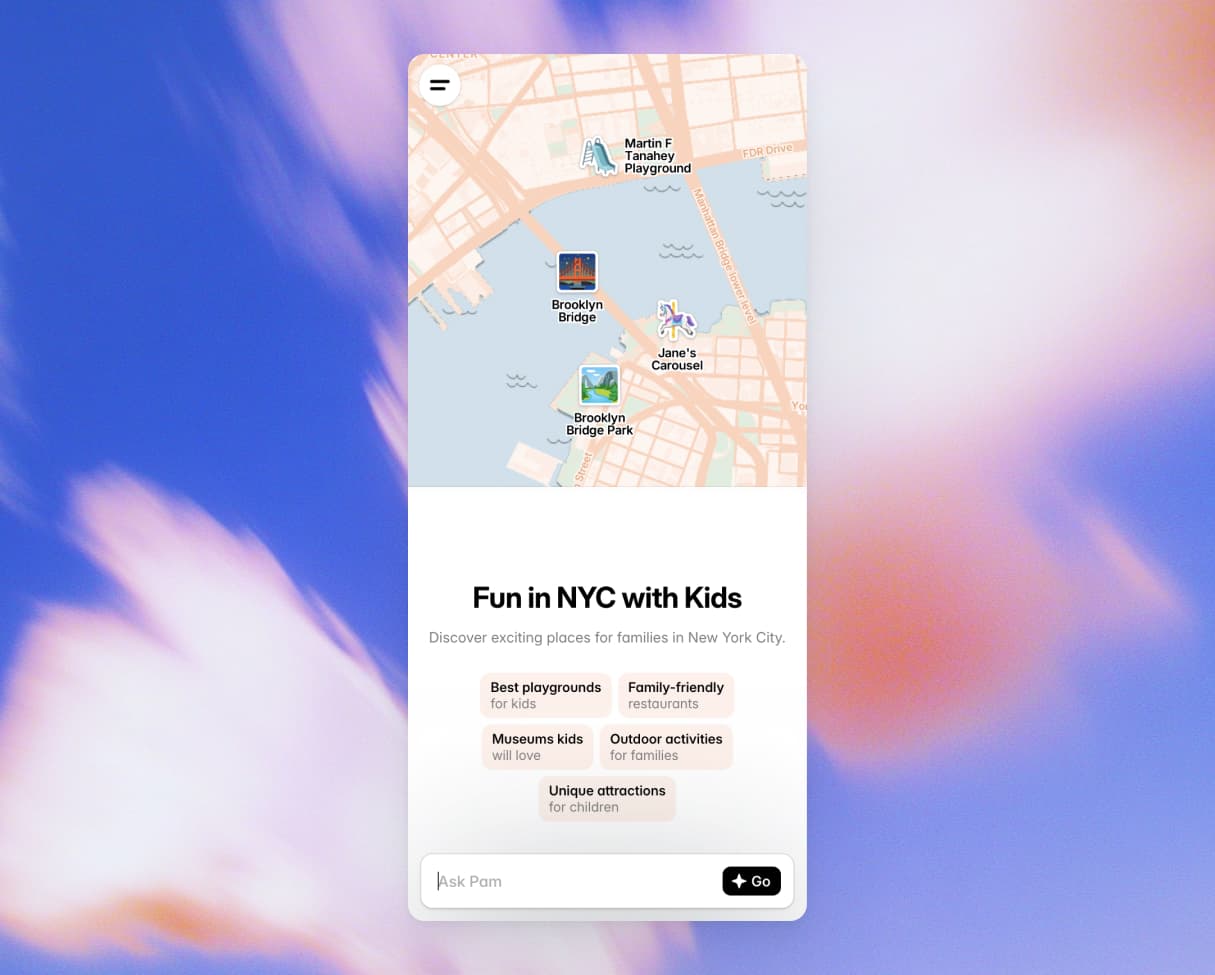 Screenshot of an AI trip planner