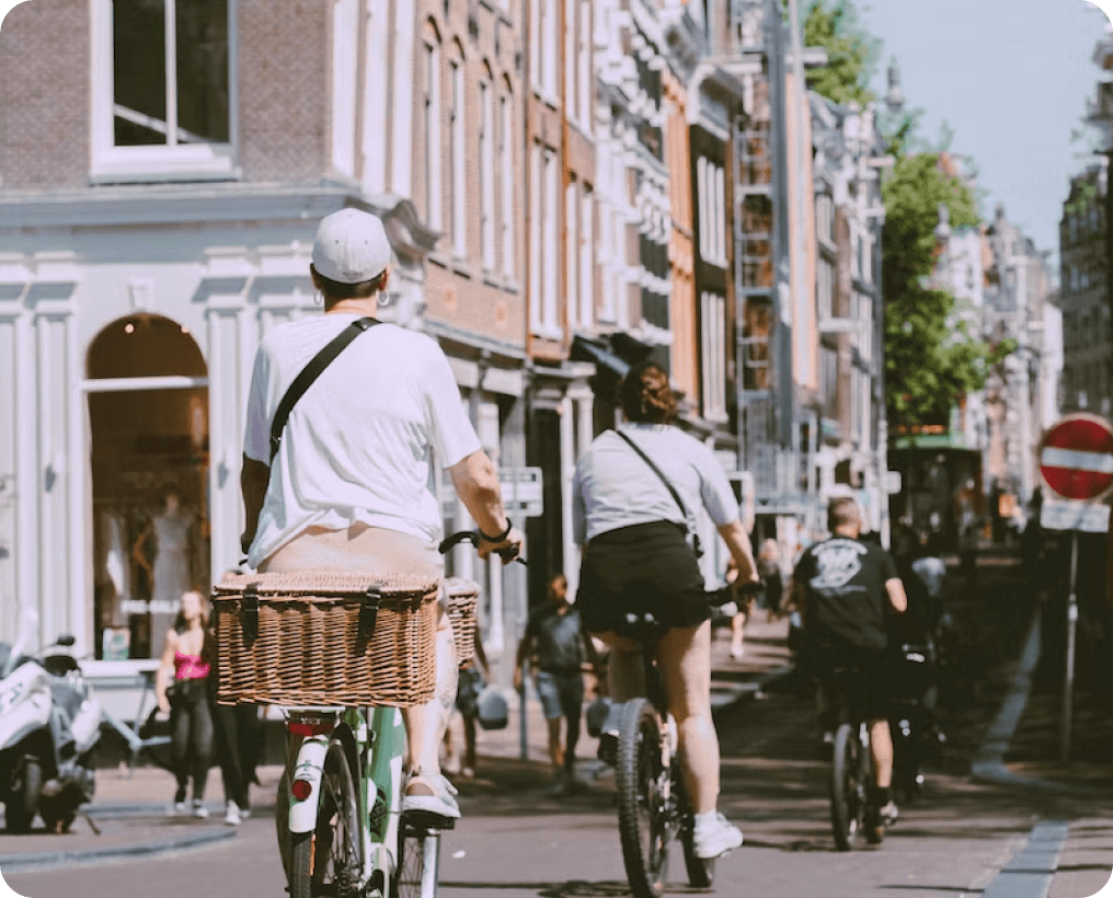 People biking in a city
