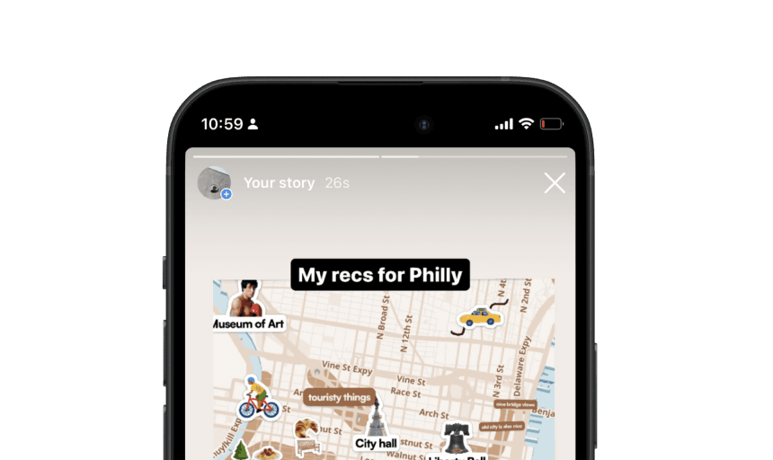 PamPam map on a mobile phone for sharing